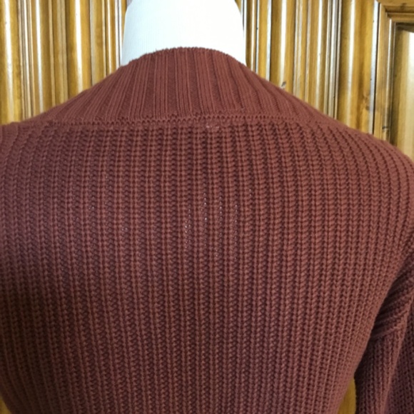 Free People Knit Cropped Emilie Sweater In Cherry Cola - Picture 10 of 16